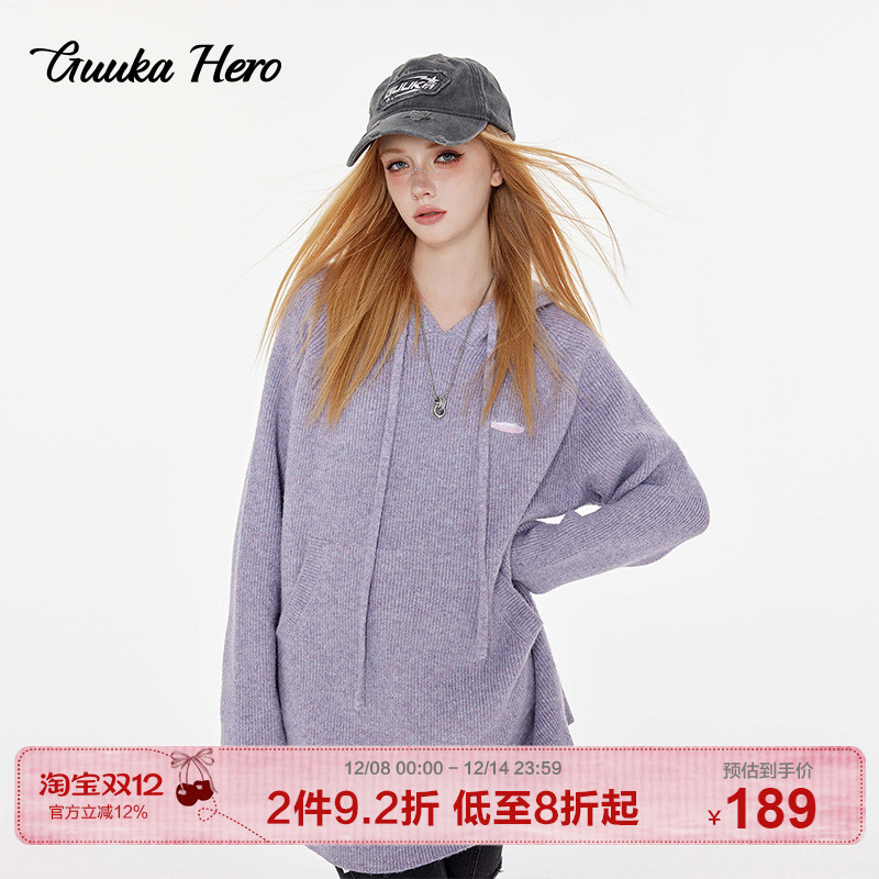 guukahero毛衣美式连帽