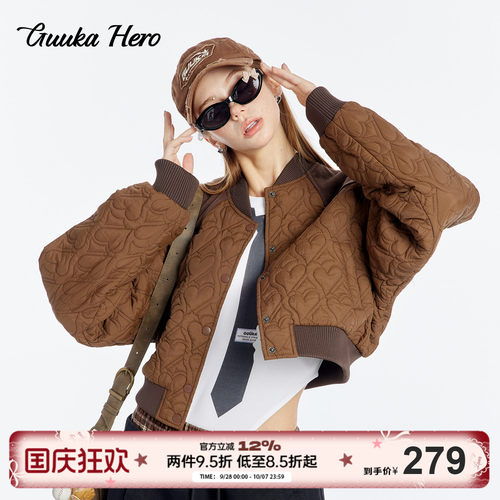 GUUKAHERO绗棉短款棒球服棉衣