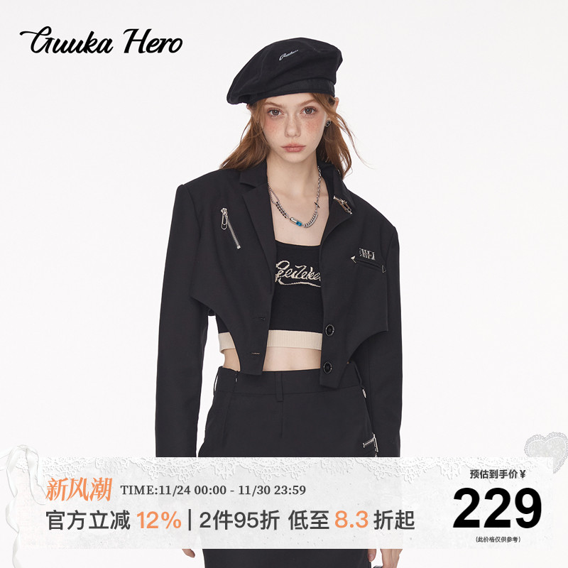 GUUKAHERO黑色西装外套设计感