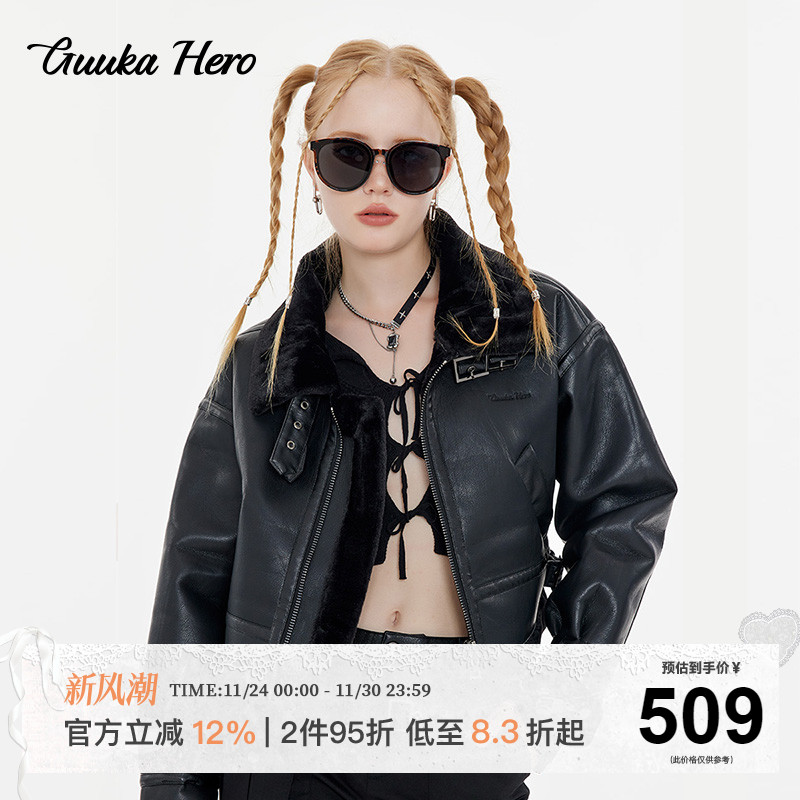 GUUKAHERO机车服夹克女短裤外套