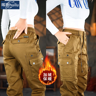 美式复古工装裤男士2025秋冬宽松加绒束脚休闲裤多口袋工装风男裤