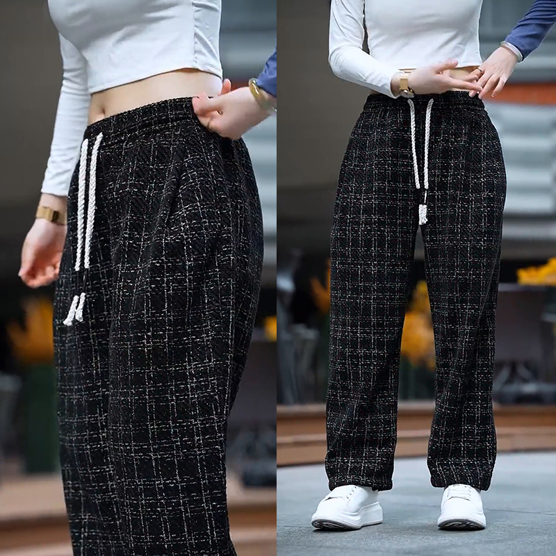 格子休闲裤男士2025秋季新款潮牌宽松直筒阔腿裤男生百搭运动长裤