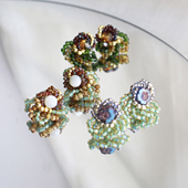 月似弓原创耳饰清新法式 气质小众艺术感手作串珠耳钉有耳夹