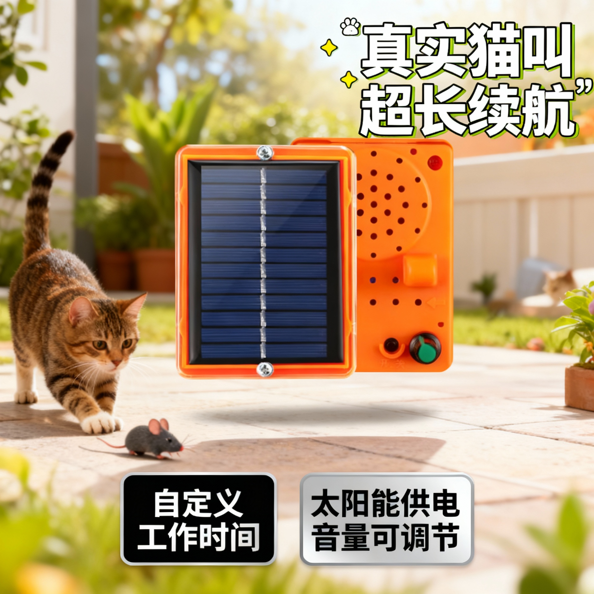 驱鼠神器新款太阳能驱鼠器农田粮仓家用猫叫声驱鼠器电子猫吓鼠器
