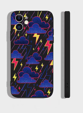 乌云闪电手机壳适用华为mate60Pro小众nova13高级感打雷下雨pura70创意12黑色11男女p50涂鸦200荣耀300黑云40