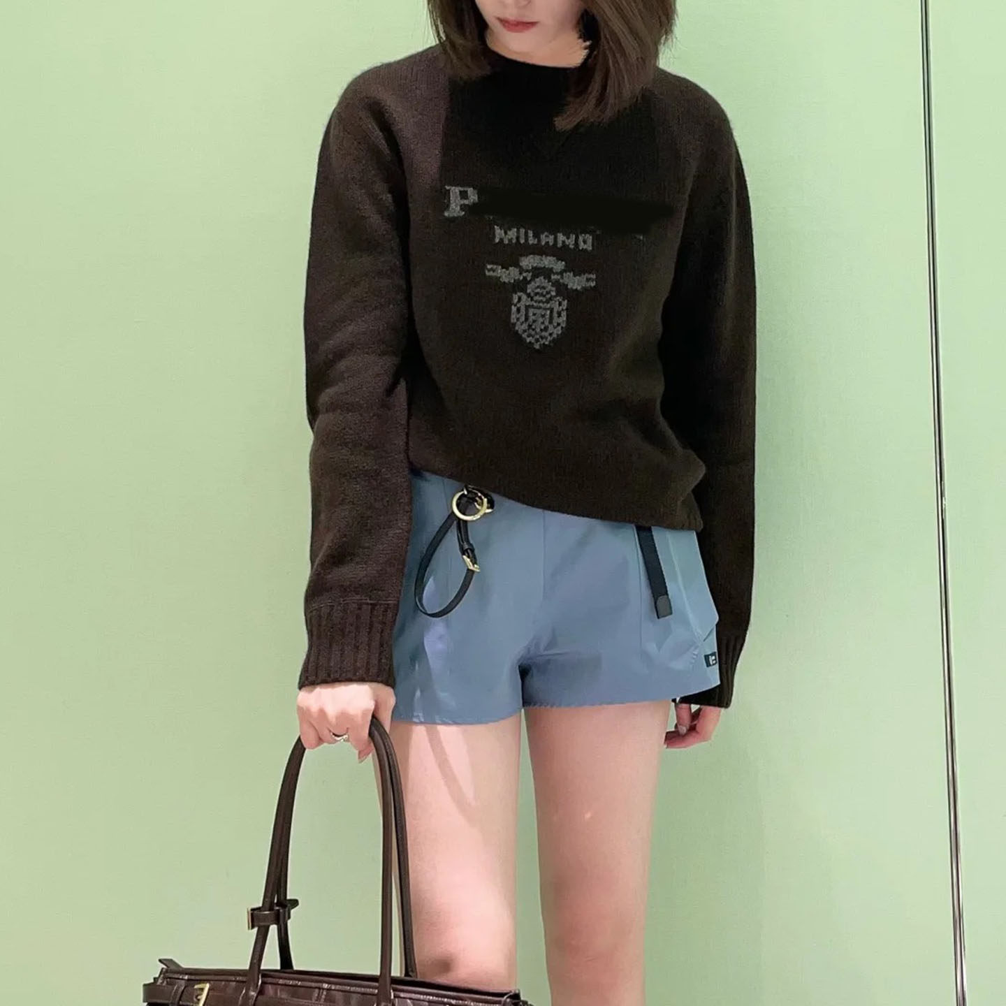 篙品质~羊绒羊毛混纺~休闲风可外穿字母提花圆领套头针织衫 毛衣