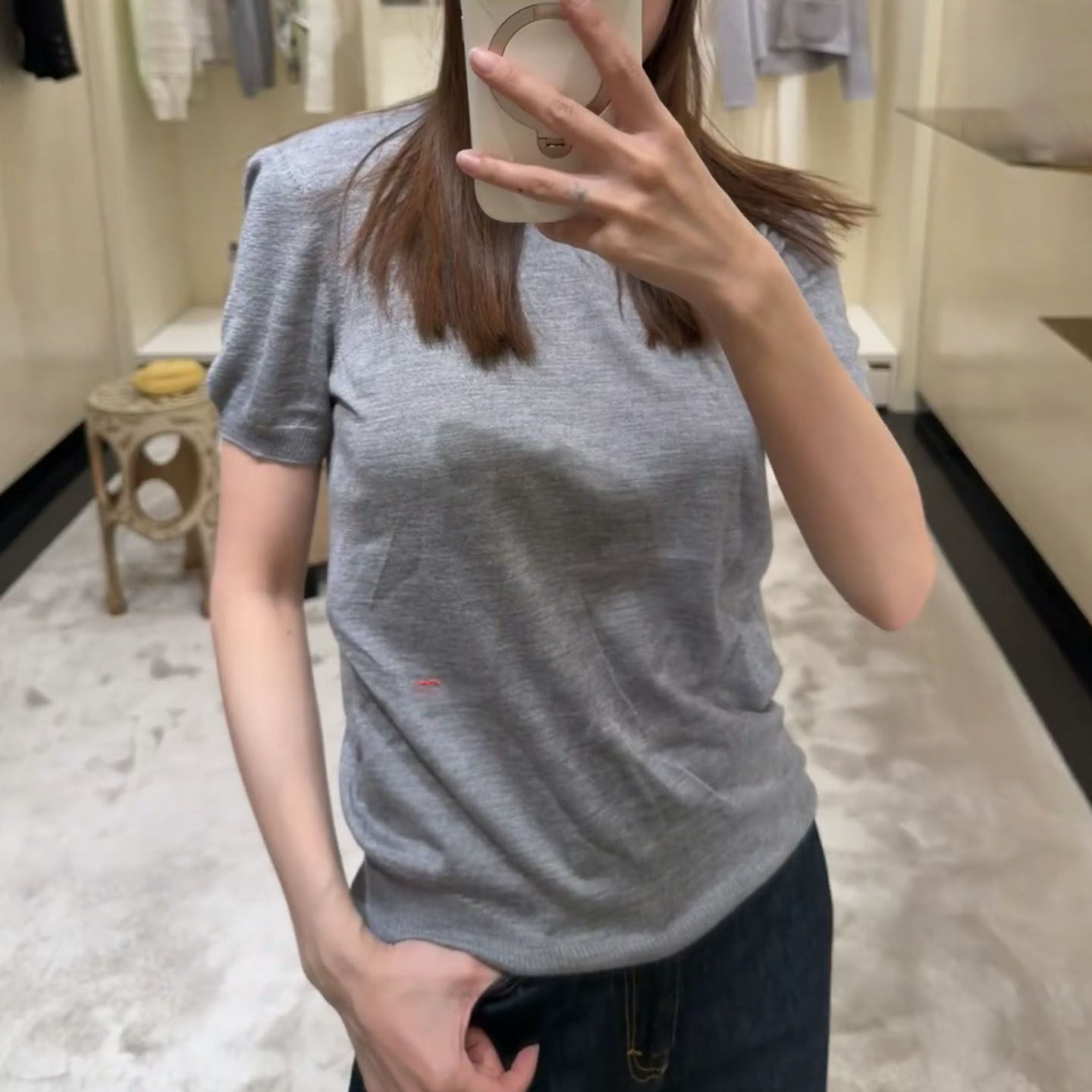 篙品质~丝羊绒混纺 系列款薄款简约休闲风 圆领针织开衫 短袖上衣