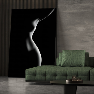 现代简约黑白灰装饰画 画玄关走廊挂画 画意式极简客厅背景墙高档