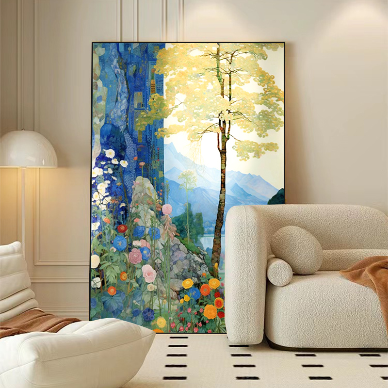 现代轻奢装饰画纯手绘油画彩色多巴胺小众艺术挂画治愈系温馨挂画图片