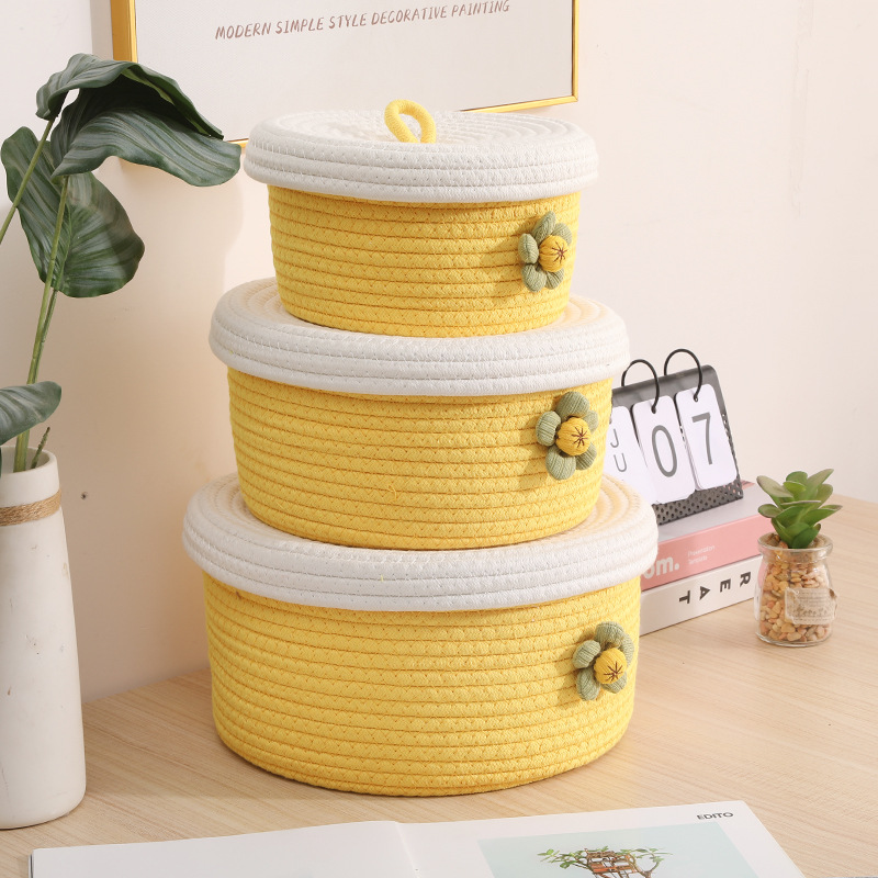 新款零食收纳盒手工编织桌面收纳筐玩具杂物整理收纳篮礼品收纳盒