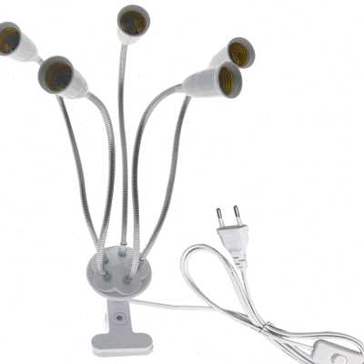 鹅颈管E27灯座台灯支架万向软管带开关线夹子蛇管UVC杀菌灯植物灯