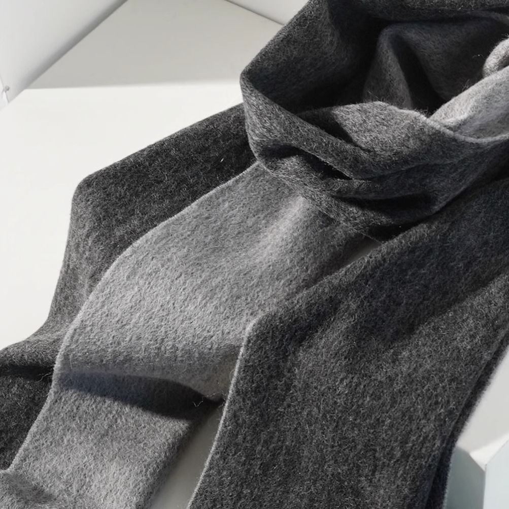 双面羊毛围巾刺绣手工DIY简约定制女冬高档百搭礼物