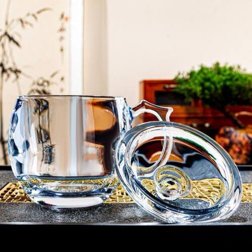 原矿水晶石头杯水晶杯玉石茶杯高档水杯轻奢礼品原石手工水晶带盖