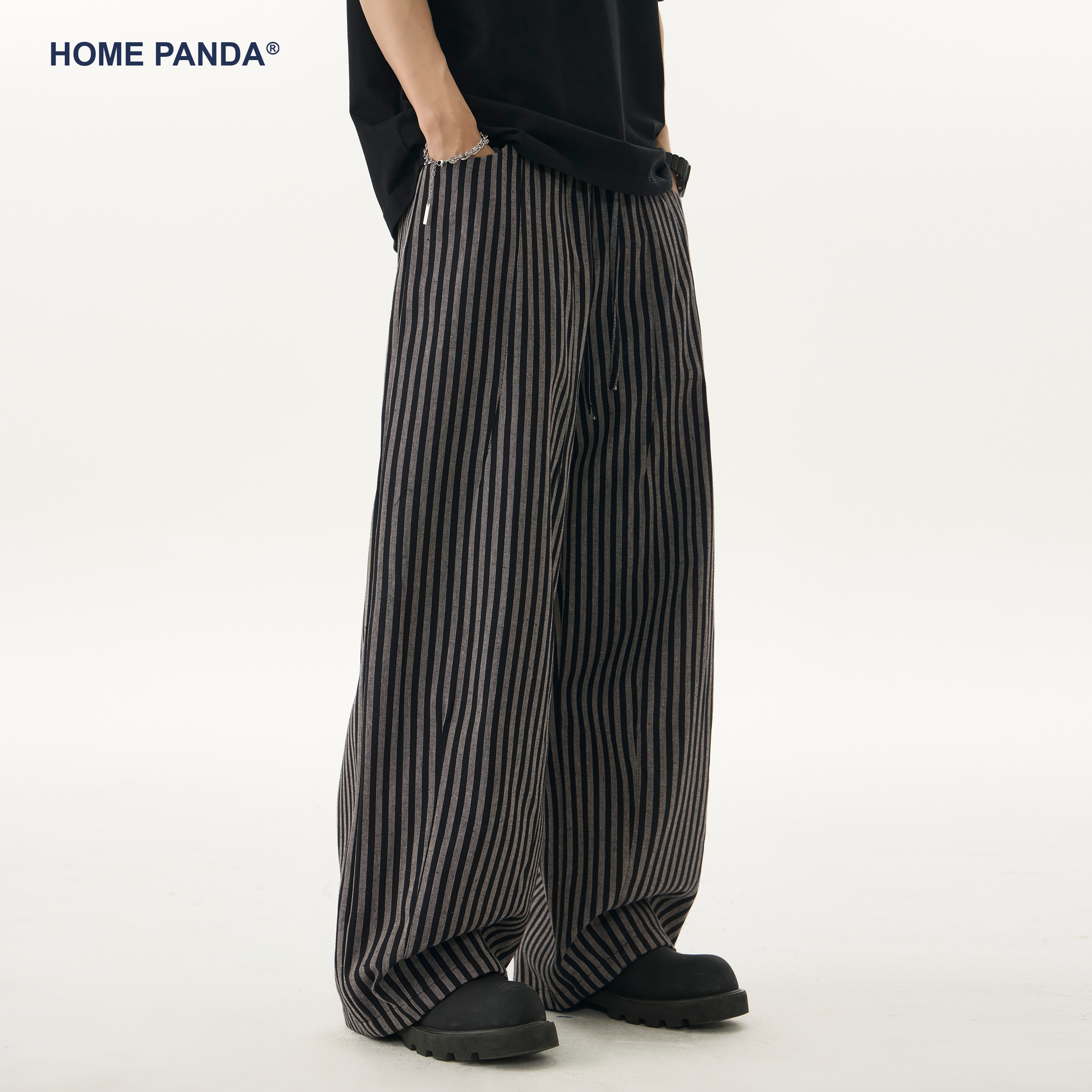 HomePanda美式复古条纹休闲裤男