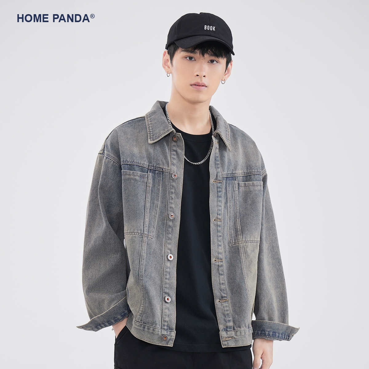 HomePanda美式复古牛仔外套男