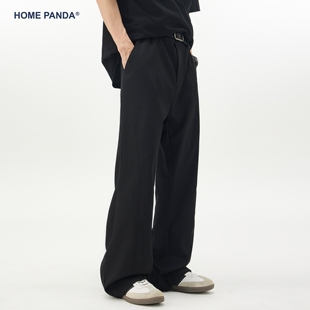 HomePanda黑色微喇西裤男春季美式复古垂感cleanfit直筒休闲裤子