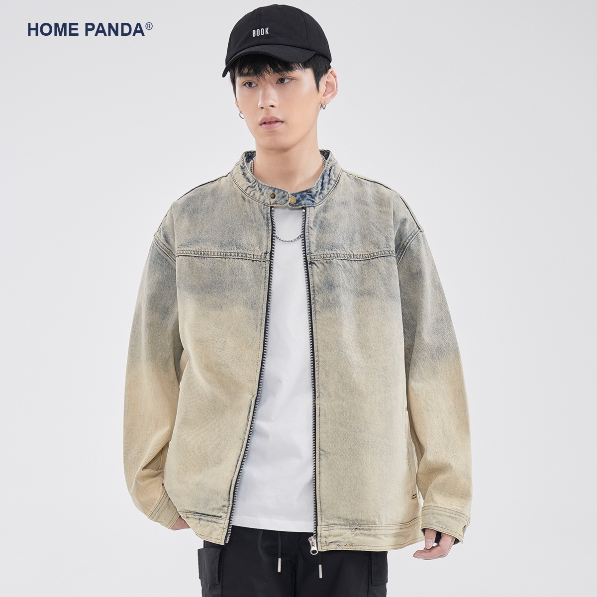 HomePanda美式复古牛仔外套男