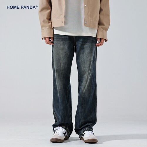 HomePanda秋款宽松直筒牛仔裤男