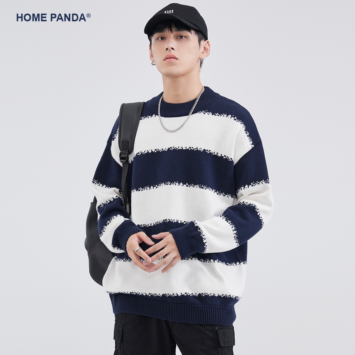 HomePanda美式潮牌长袖毛衣男