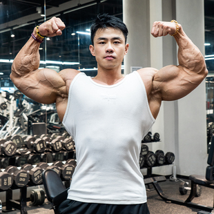 利剑陈康同款背心修身无袖夏季透气高弹紧身健身训练运动刺绣背心