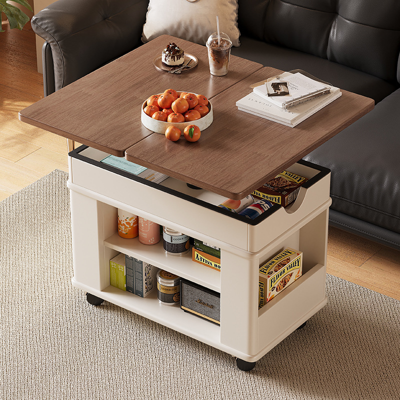 实木折叠茶几茶桌可升降小户型客厅家用沙发边柜可移动小推车边几