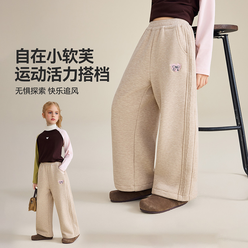 ASKjunior儿童裤子2025冬季新款女童保暖休闲裤中大童长裤
