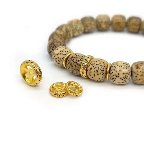 藏式银镀金 唐草纹卡环隔环卡子文玩手串星月菩提配饰diy配件配饰