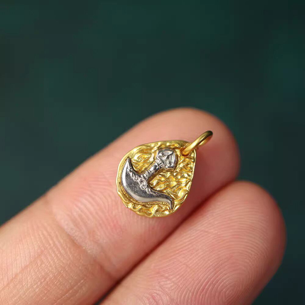 藏式银镀金金刚钺刀卡子侧挂吊坠文玩佛珠手串diy记数挂件配饰