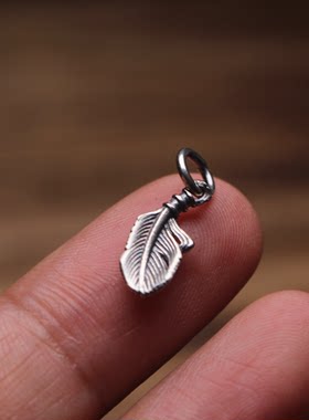 925银制品 羽毛吊坠百搭经典个性侧挂搭配手串百香籽文玩配饰