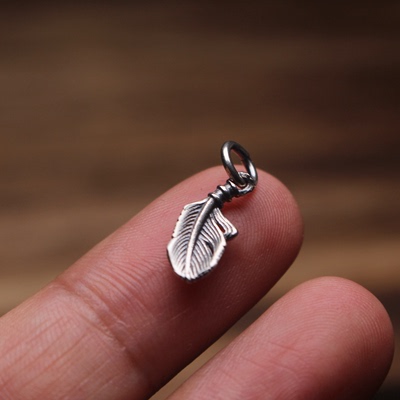 925银银制品 羽毛吊坠百搭经典个性侧挂搭配手串百香籽文玩配饰