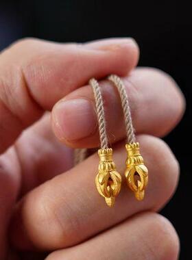 925银镀金文玩黄金弟子珠金刚杵吊坠头菩提佛珠手串DIY配饰配件