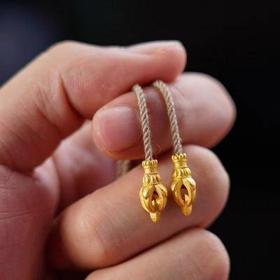 925银镀金文玩黄金弟子珠金刚杵吊坠头菩提佛珠手串DIY配饰配件