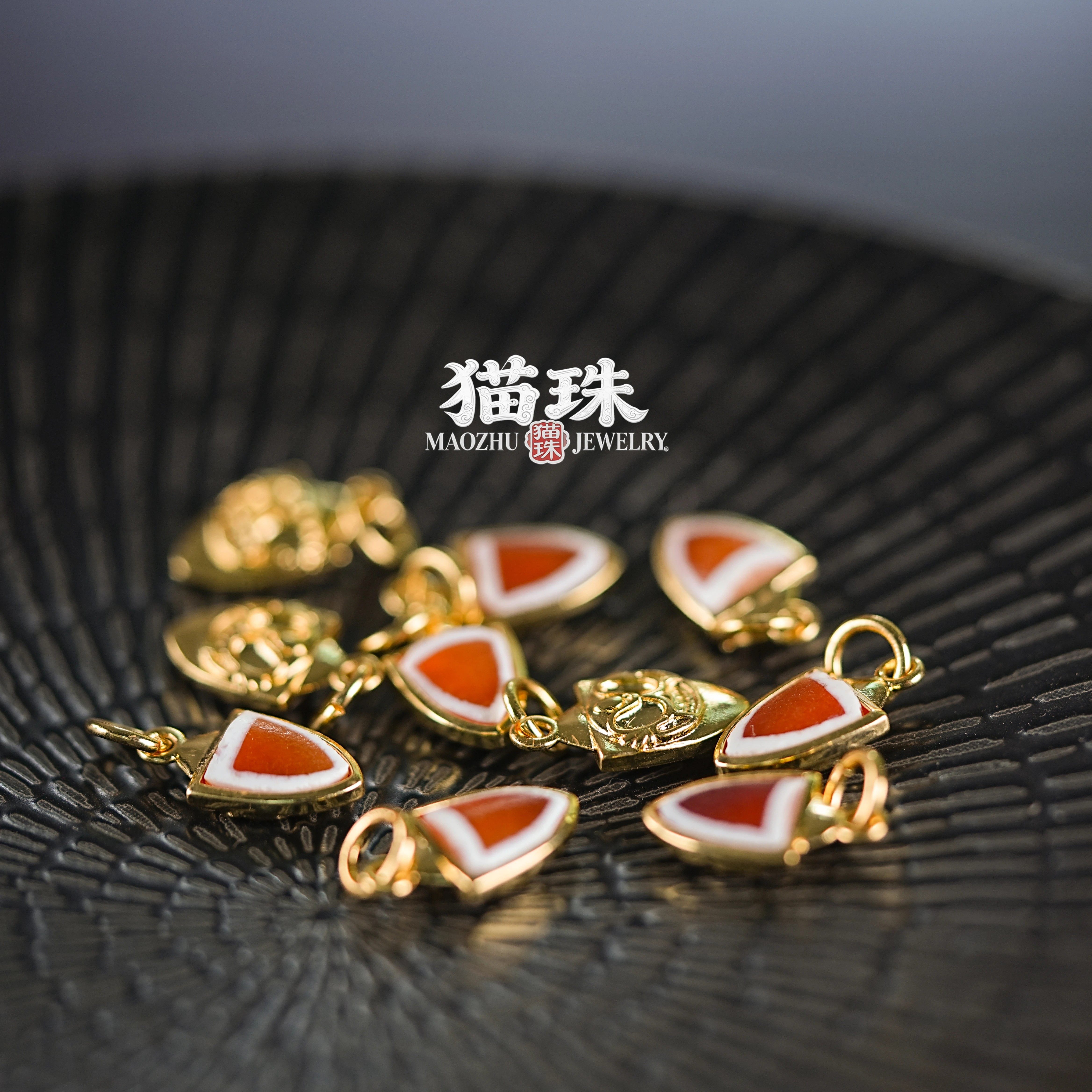 藏式玛瑙红色小挂坠侧挂提溜配饰挂件文玩手串项链挂坠手工配diy
