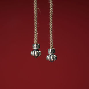 S925银小南瓜弟子珠收尾文玩配饰纯银精品散珠藏族佛珠配件小件饰