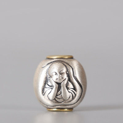 s925纯银参禅悟道配珠diy佛珠手串勒子腰珠背云文玩配饰 纯银桶珠