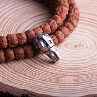 精工藏式S925银百香籽深坑鬼脸三通螺纹分体文玩三通佛头佛塔配件