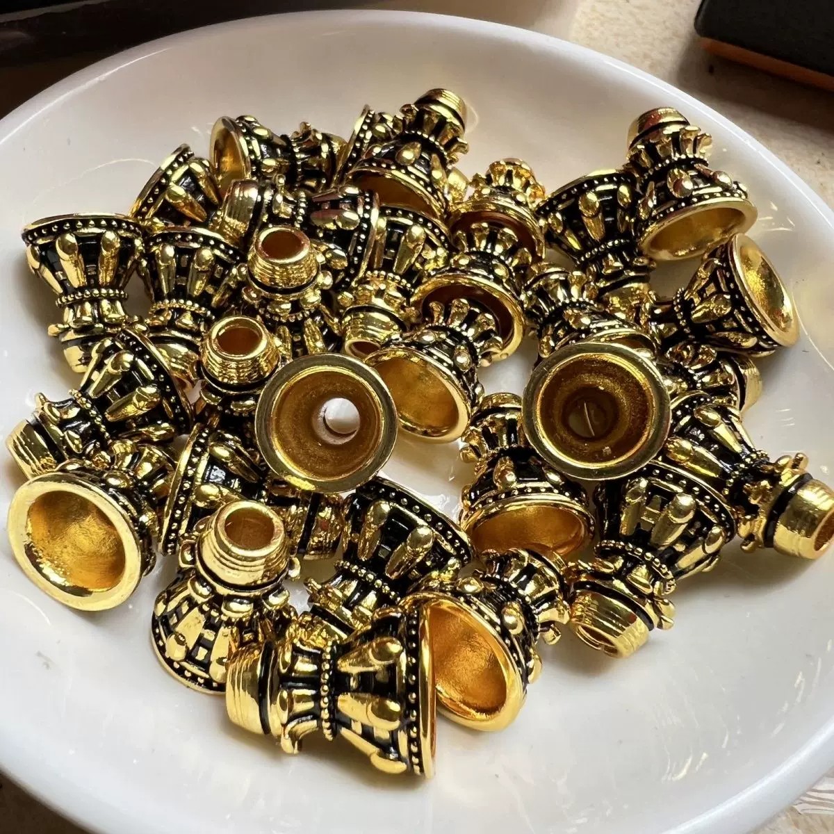 925银镀金藏式精工罗汉佛塔佛头三通文玩配饰藏式文玩DIY配件配饰