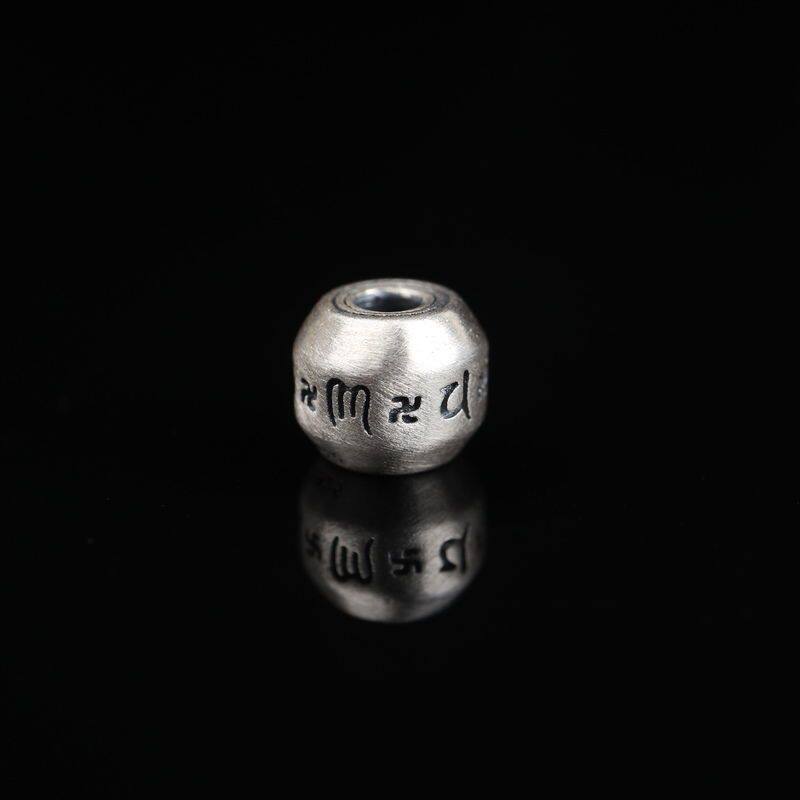 8mm925六字真言配珠散珠文玩手串手串配饰配件顶珠腰珠配件