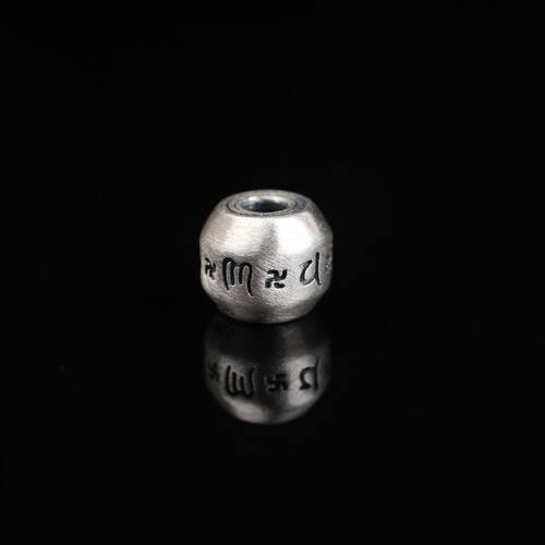 8mm925六字真言配珠散珠文玩手串手串配饰配件顶珠腰珠配件
