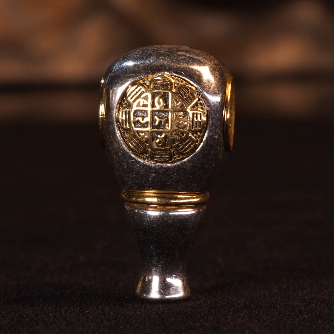 925银银制品 文玩银饰配饰纯手工时尚简约个性雕刻九宫八卦三通