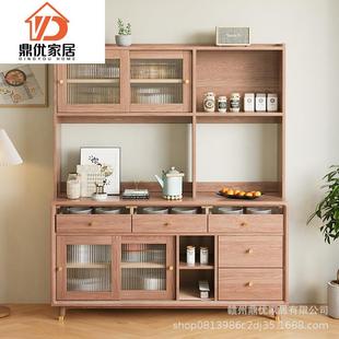 白蜡木实木餐边柜厨房收纳碗柜北欧客厅现代简约置物架餐厅储物柜