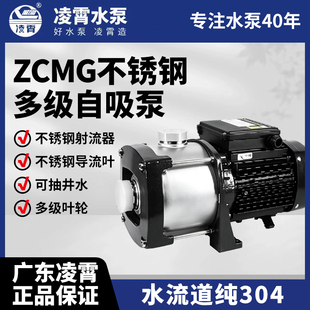 广东凌霄ZCMG自吸泵不锈钢304多级泵大流量高扬程低噪循环灌溉泵