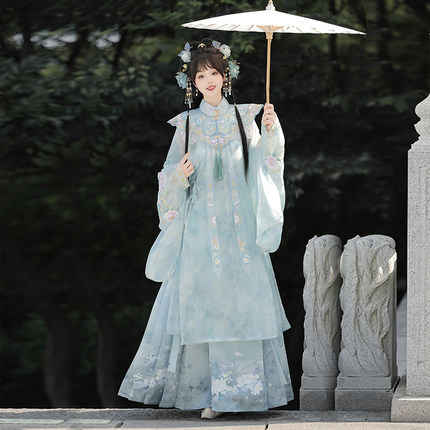 茉莉花语|原创明制长衫汉服女2026新款春夏季云肩国风马面裙古装