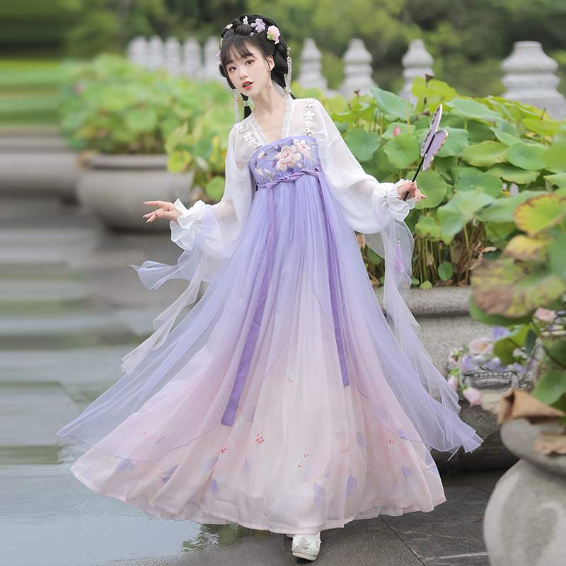 齐胸襦裙汉服女改良吊带连衣裙
