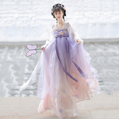 玉指捻唐制汉服女齐胸襦裙古装