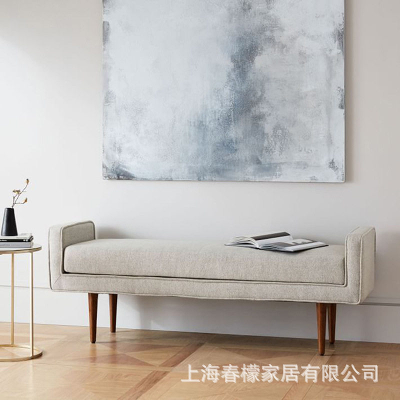 简约现代布艺长形沙发凳入户玄关无靠背衣帽间凳子卧室床尾凳灰色图片