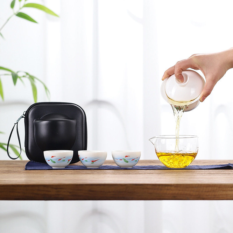旅行茶具套装便携户外功夫车载陶瓷泡茶壶快客杯露营旅游小型茶具