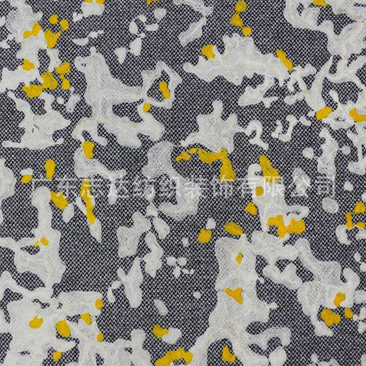 现代时尚抽象风棉麻绣花志达纺织沙发装饰布PUNCH-D/E