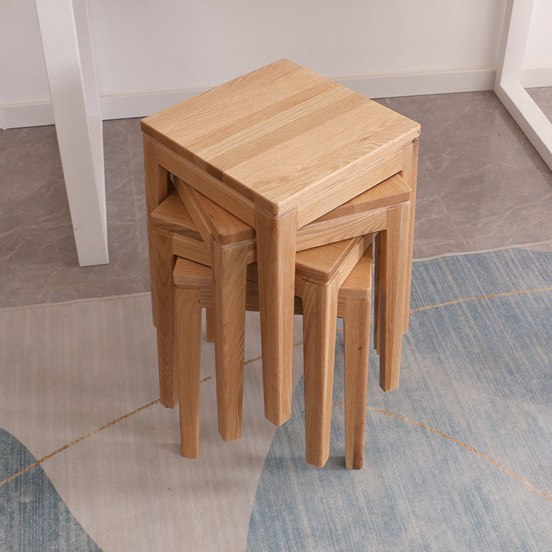 2026红橡木凳子家用实木方凳化妆凳椅子可叠放木头简约高板凳餐桌