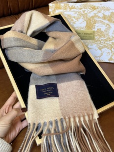 Ferra斐达 100%澳洲羊毛格子简约双拼围巾男女送礼物秋冬保暖围脖